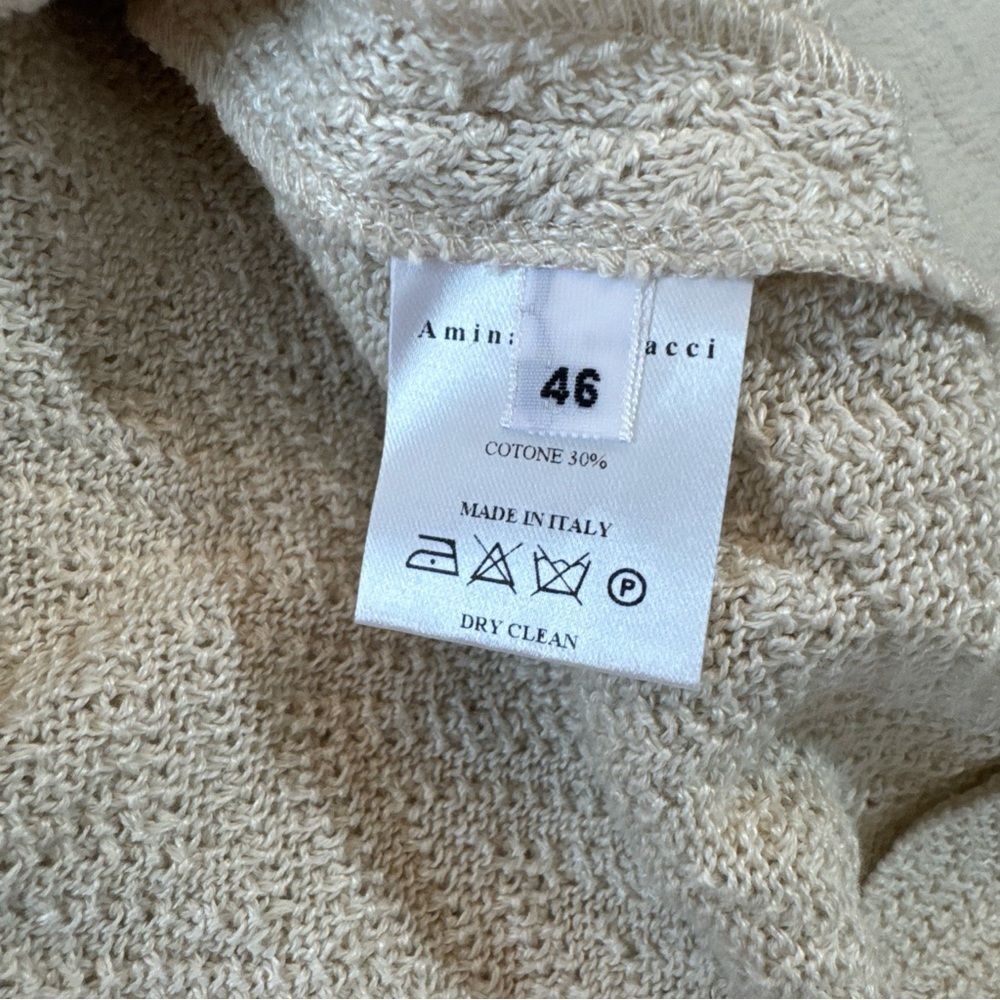 Amina Rubinacci Size 46 Cream Linen Cotton Cardigan Sweater Made In Italy - Picture 6 of 7